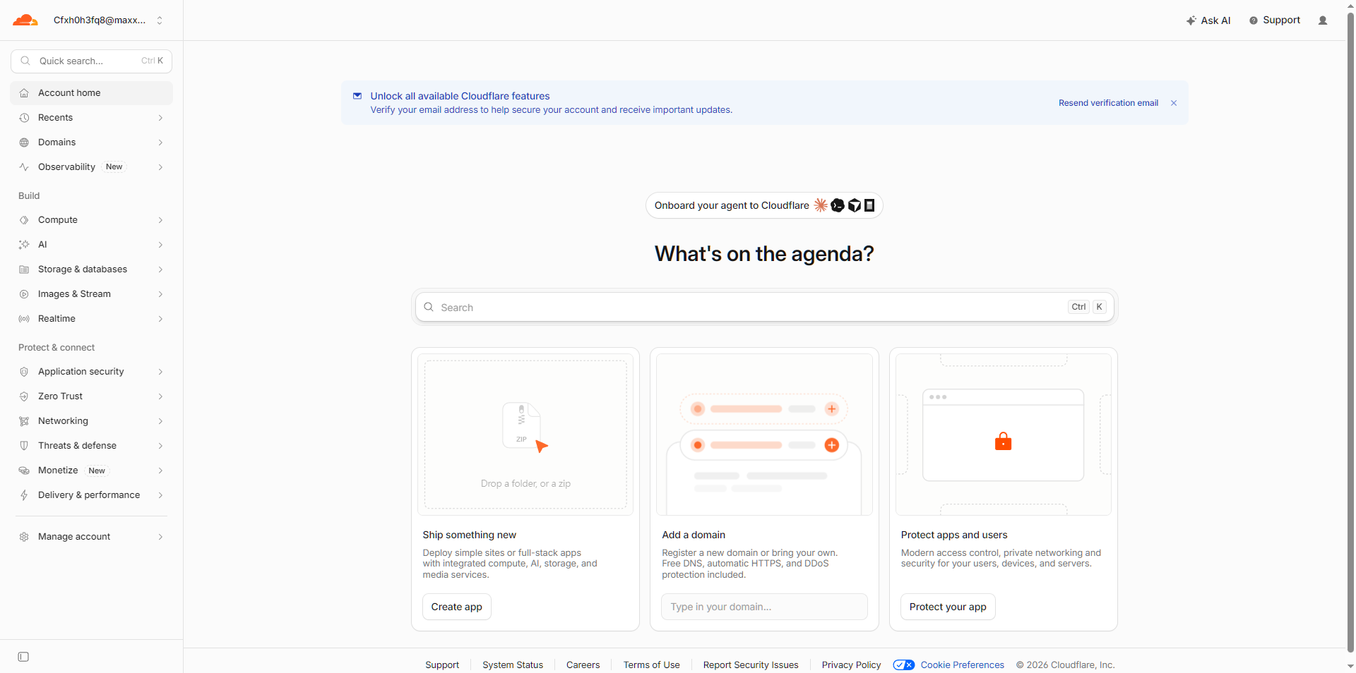 Cloudflare 控制台首页截图
